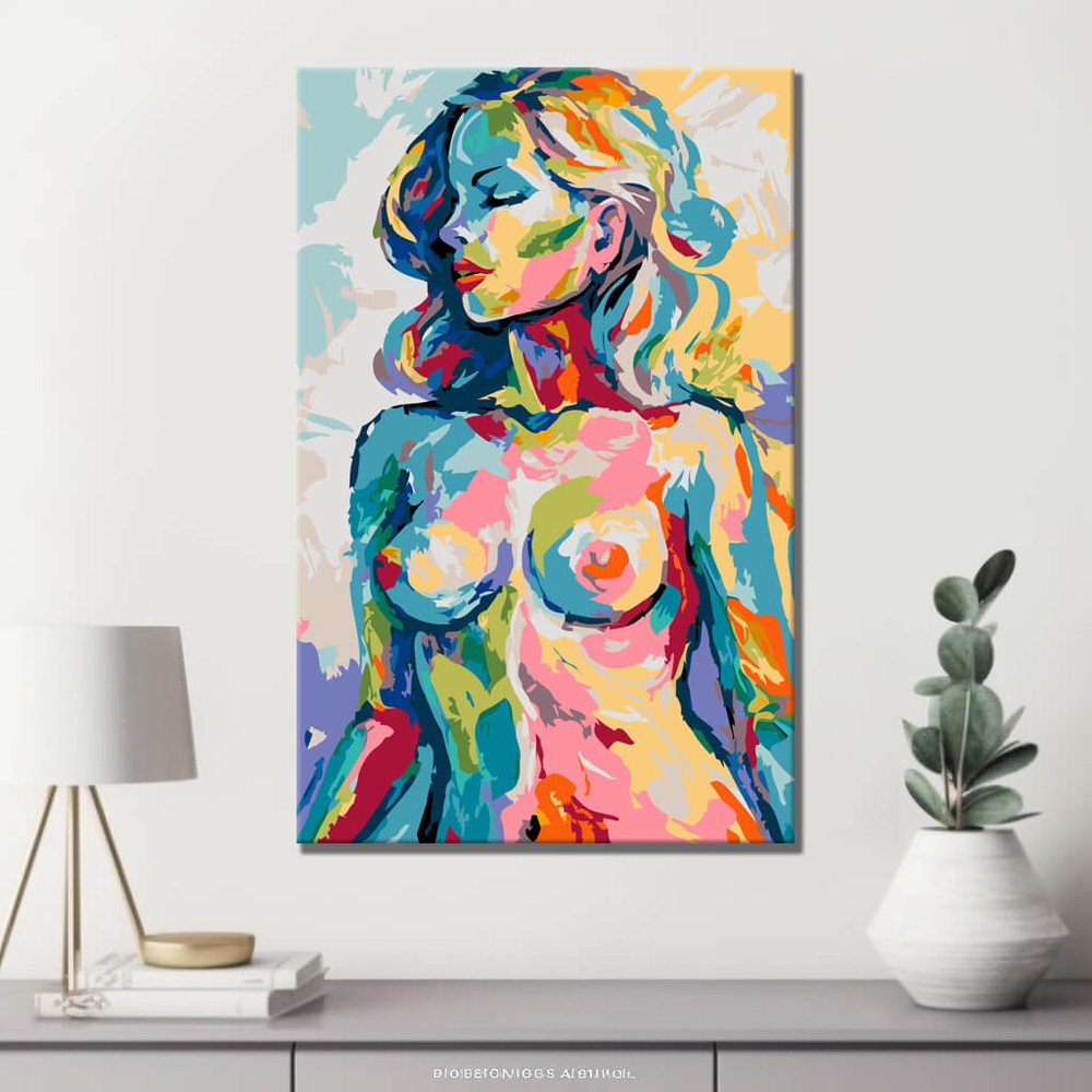 Akt Frau bunt abstrakt Portrait DIY Kunst Deko modernes Wandbild