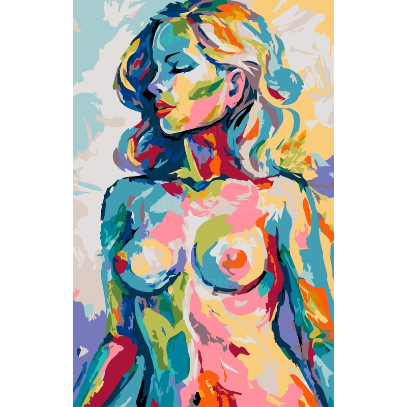 Akt Frau bunt abstrakt Portrait