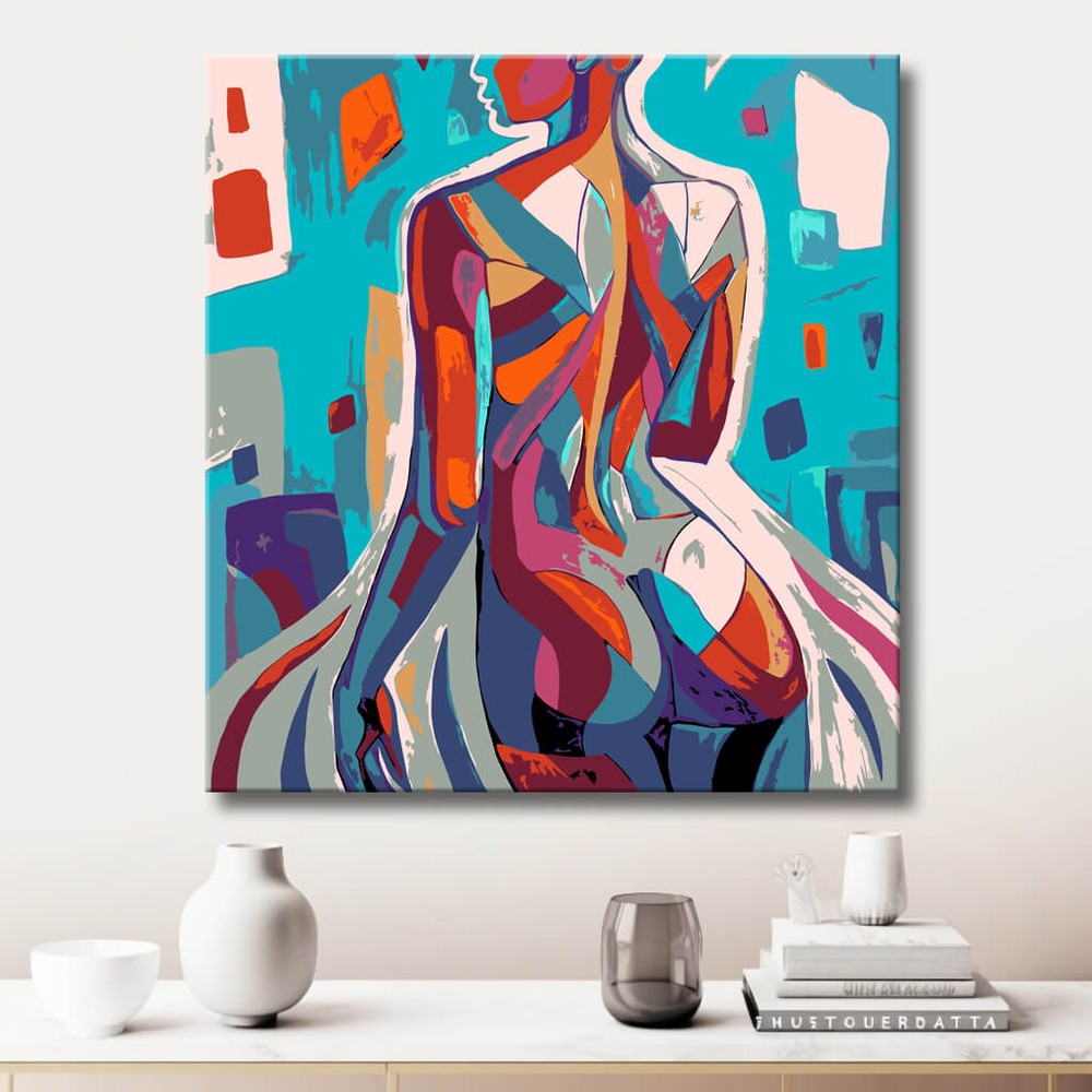 Akt Frau abstrakt bunt modern DIY Kunst Deko modernes Wandbild