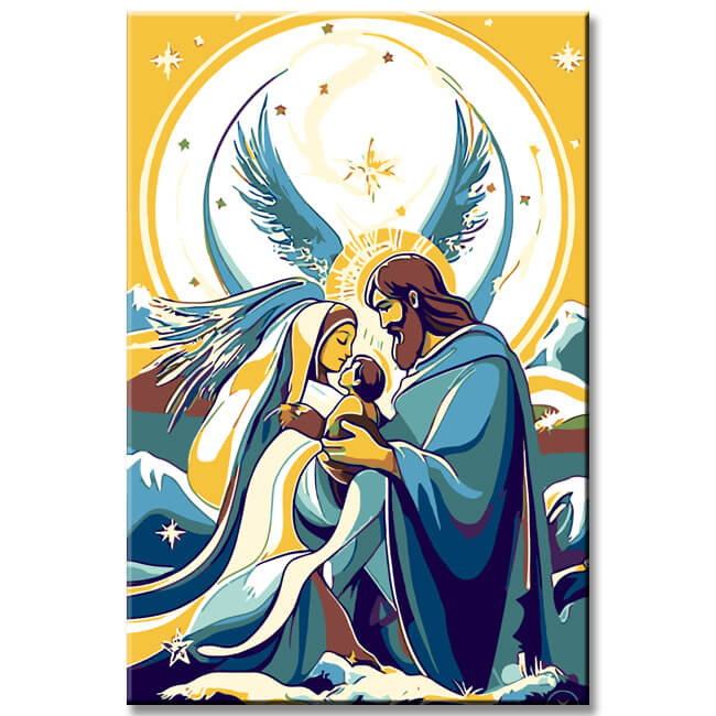 Malen nach Zahlen Weihnachten Maria und Josef mit Jesus Kind