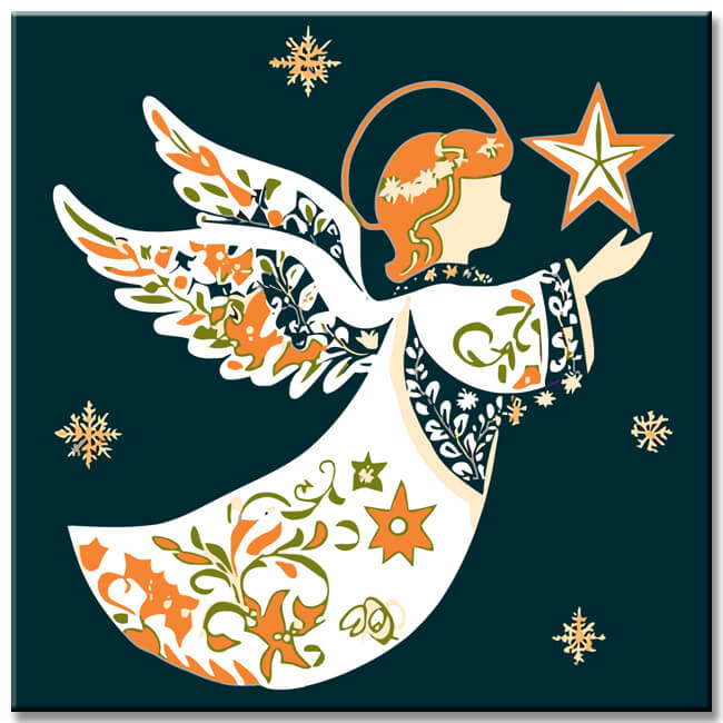 Malen nach Zahlen Weihnachten Motiv Engel mit Weihnachtsstern