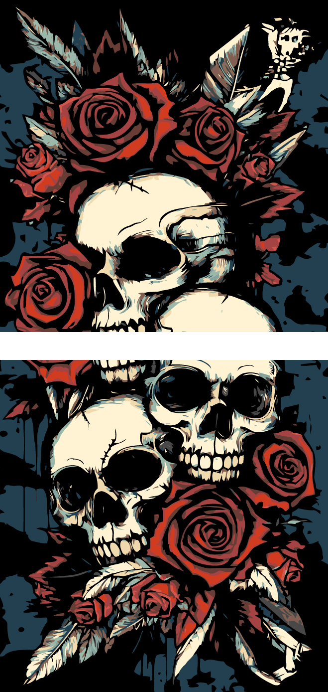 Malen nach Zahlen Totenkopf - Hexe 2-teilig