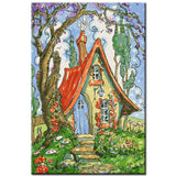 Malen nach Zahlen Kunst Illustration Haus mit Weg im Sommer