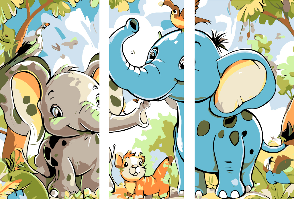 Malen nach Zahlen Kinder Motiv Illustration Tiere