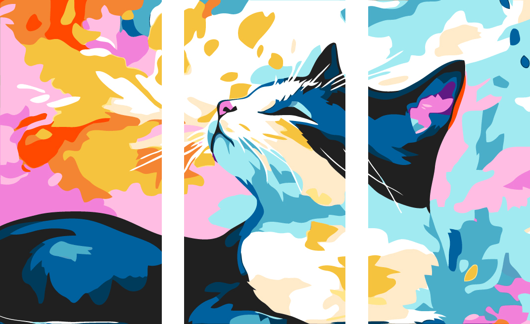 Malen nach Zahlen Kunst Illustration Katzen 3-teilig