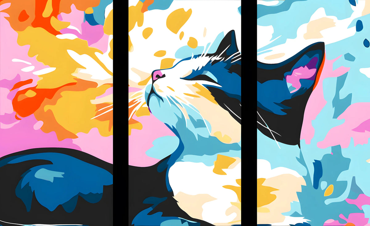 Malen nach Zahlen Kunst Illustration Katzen 3-teilig