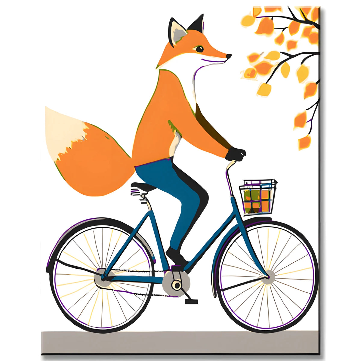 Malen nach Zahlen Tiere Fuchs auf dem Fahrrad