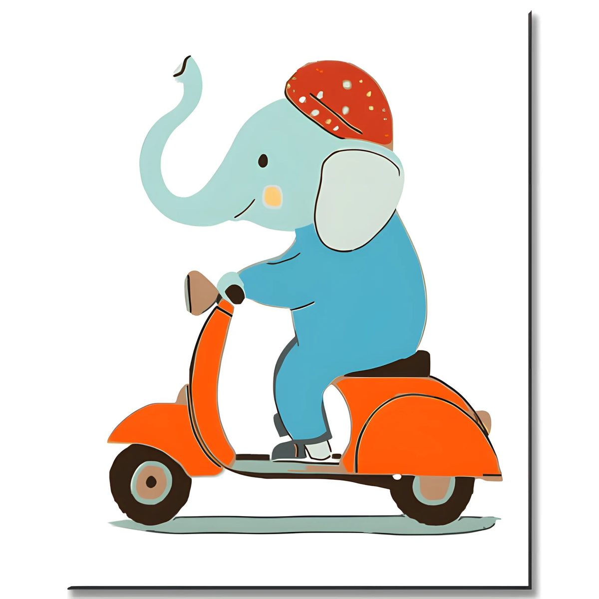 Malen nach Zahlen Tiere Elefant auf dem Roller