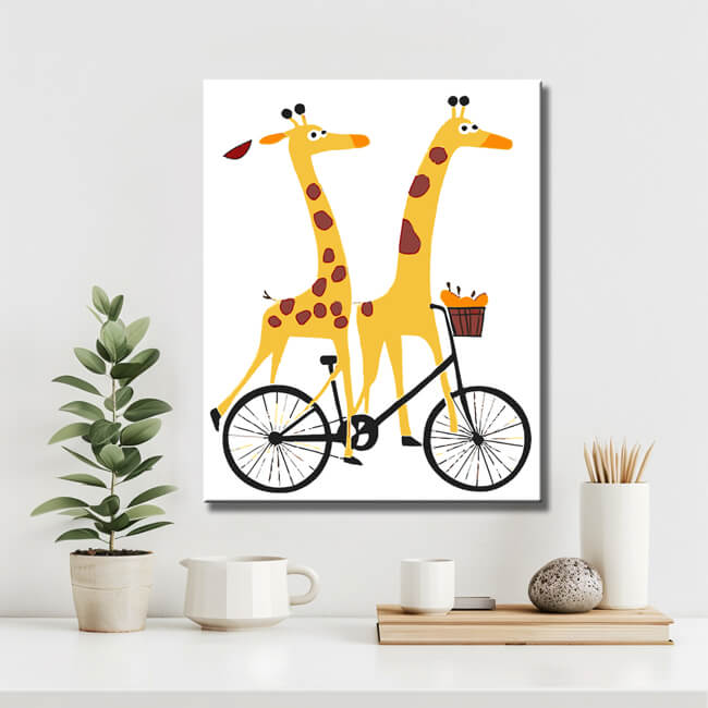 Malen nach Zahlen Tiere Zwei Giraffen auf dem Tandem