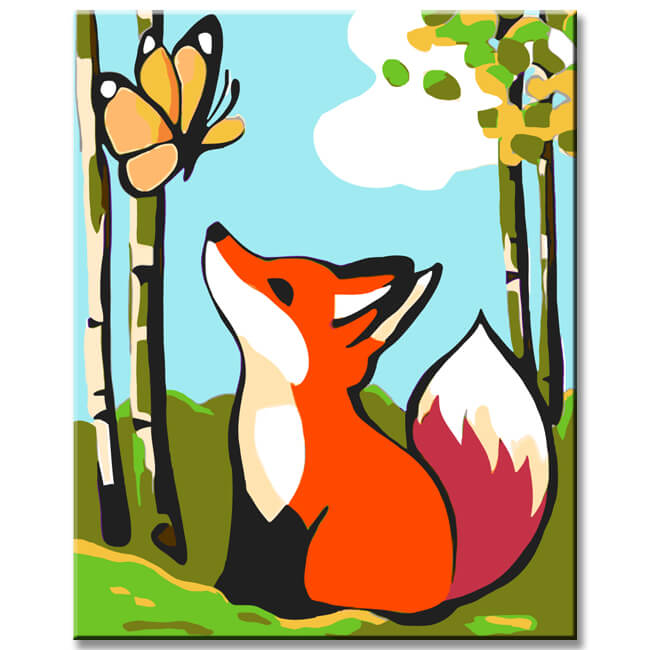 Malen nach Zahlen Schmetterling küsst fuchs