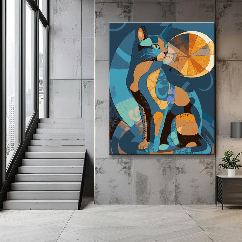 Malen nach Zahlen Geometrische Illustration Katze