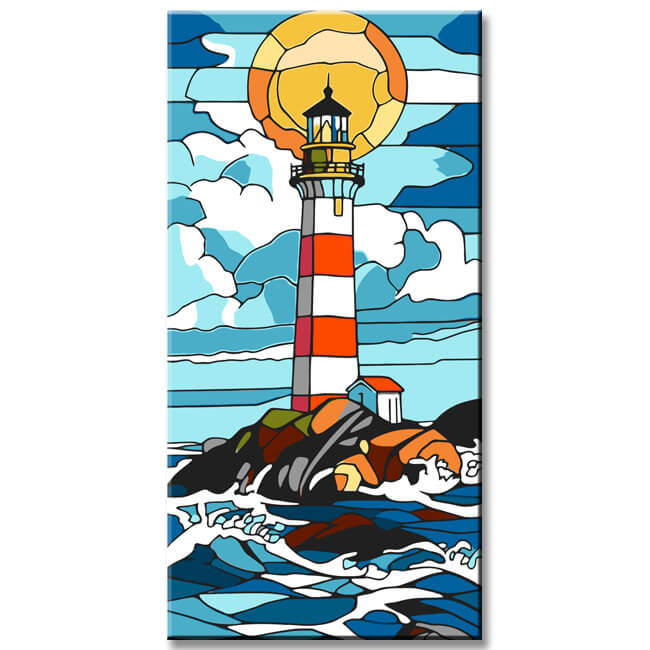 Malen nach Zahlen Leuchtturm und Sturm