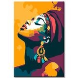 Malen nach Zahlen Kunst Kultur Frau mit bunten Zeichnungen im Gesicht und Körper