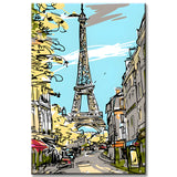Malen nach Zahlen Kunst Landschaft Blick zum Eiffelturm in Paris