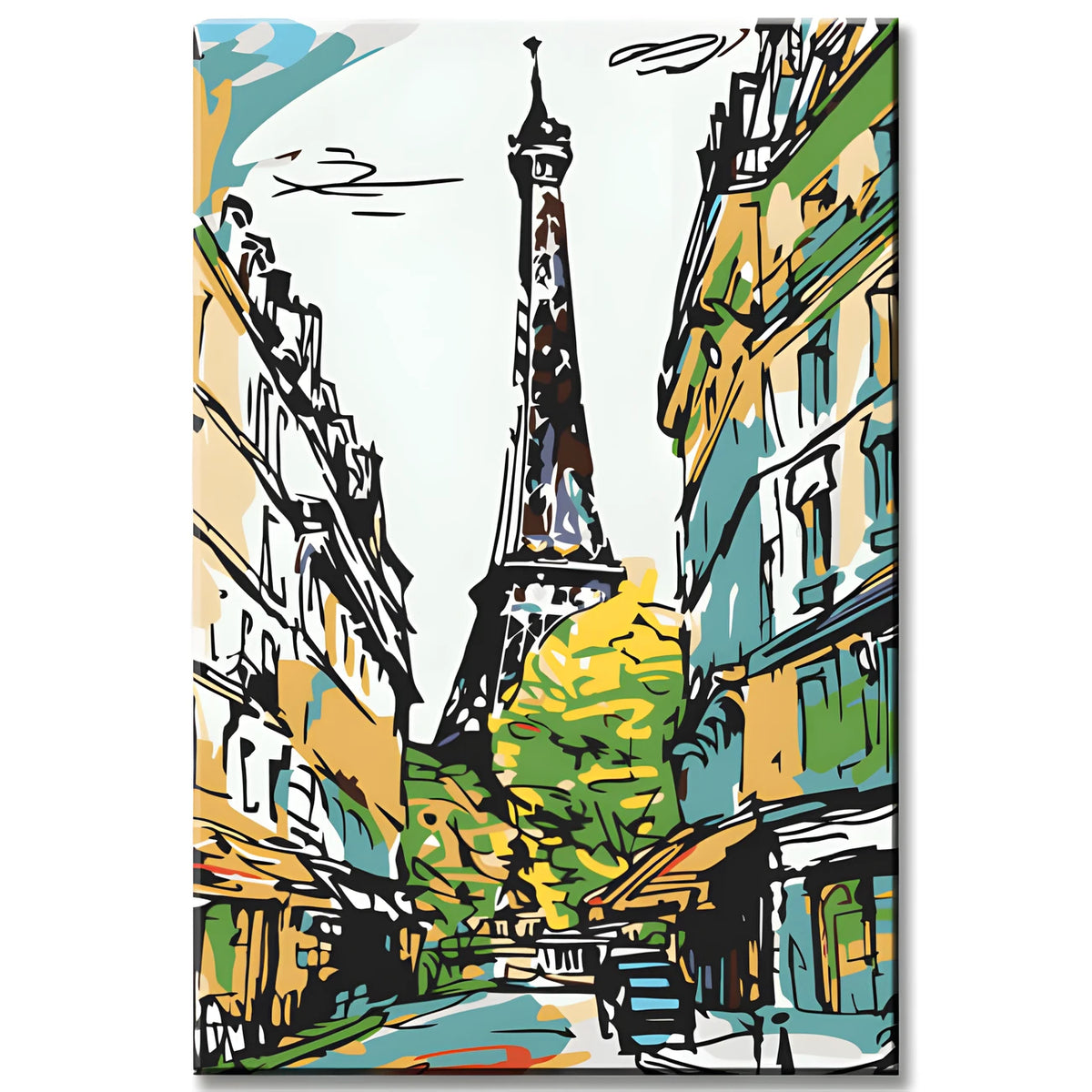 Malen nach Zahlen Kunst Landschaft Blick zum Eiffelturm in Paris