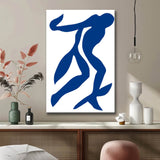 Malen nach Zahlen Kunst Blaue Strichzeichnung springender Mensch