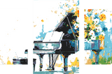 Malen nach Zahlen Kunst Piano mit wehenden Blumen 3-teilig