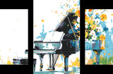 Malen nach Zahlen Kunst Piano mit wehenden Blumen 3-teilig