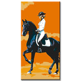 Malen nach Zahlen Kunst Reiter sitzt auf einem schwarzen Pferd