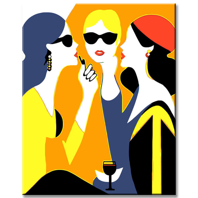 Malen nach Zahlen Kunst Drei Frauen unterhalten sich