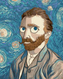 Malen nach Zahlen Kunst Mann mit Vollbart und blauer Hintergrund