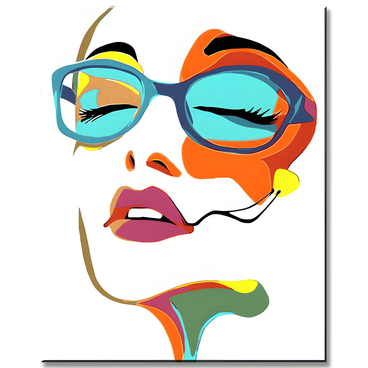 Malen nach Zahlen Kunst Lifestyle farbiges Gesicht mit blauer Brille