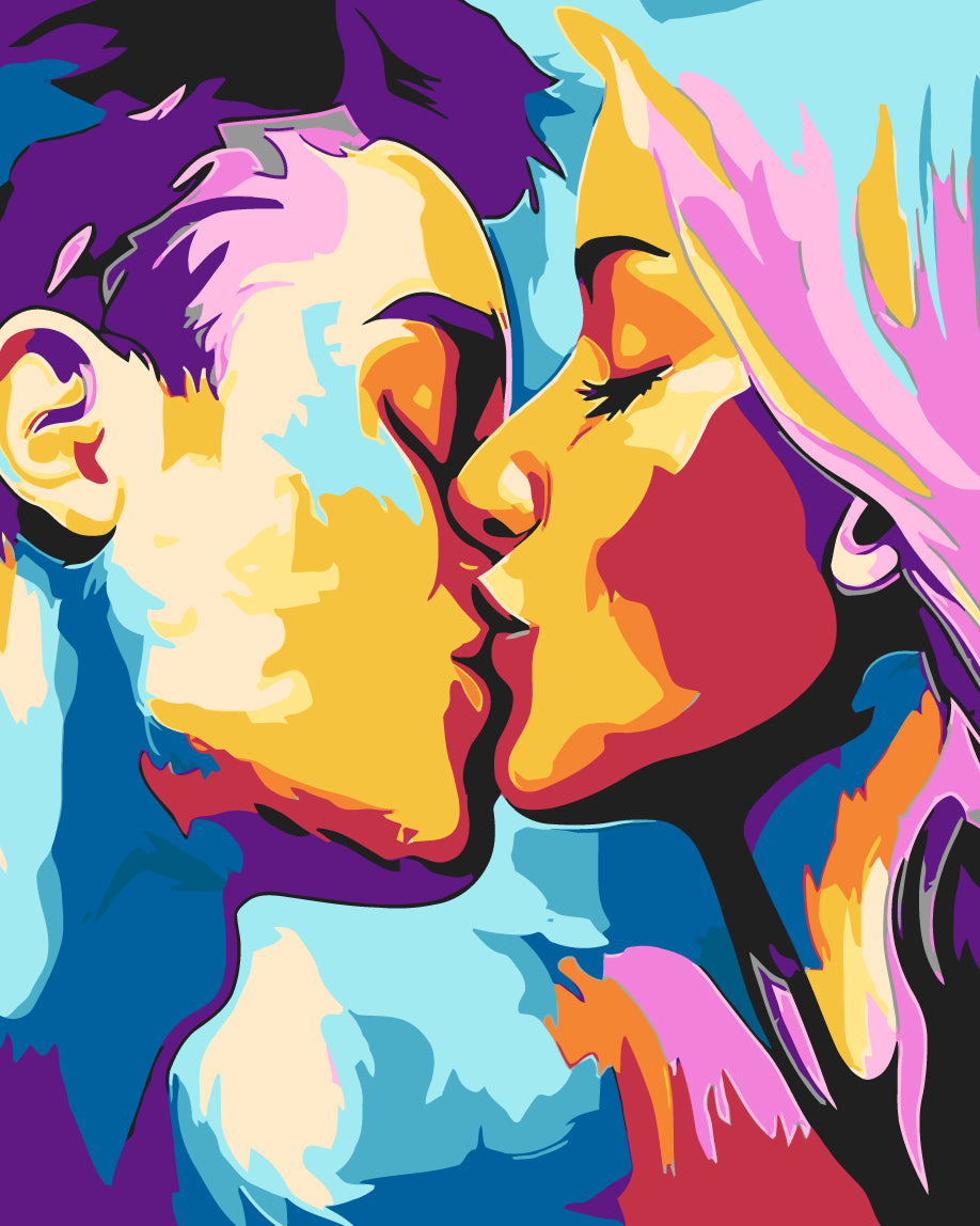 Malen nach Zahlen Kunst Lifestyle Gesichter mit Kuss