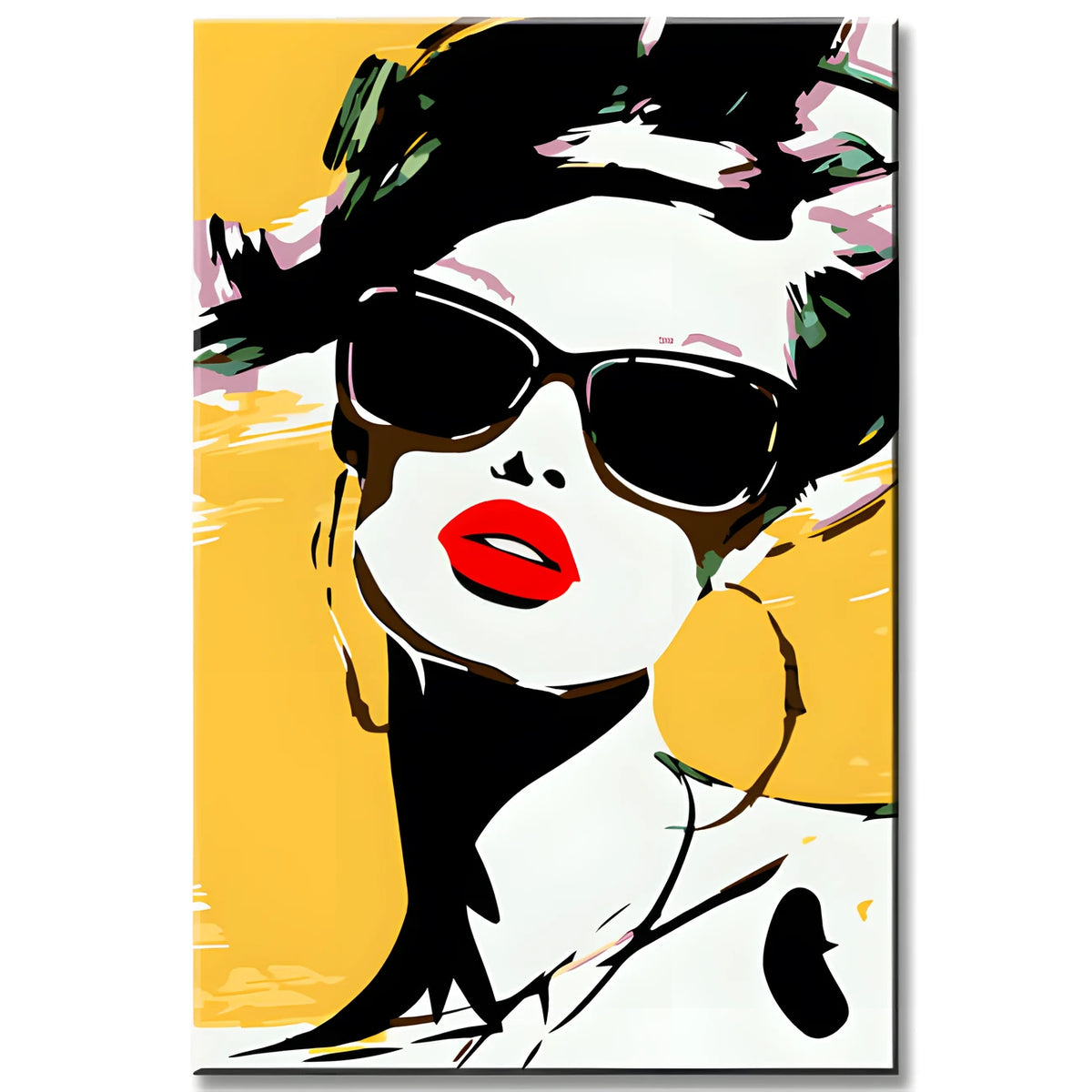 Malen nach Zahlen Kunst Lifestyle Frau mit Sonnenbrille und rotem Lippenstift