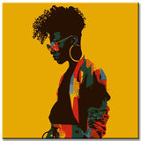 Malen nach Zahlen Afrika Person goldene Lippen & Brille