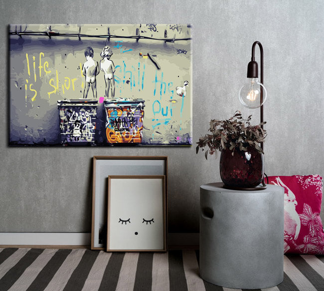 Malen nach Zahlen Graffiti Kunst Kinder an der Wand