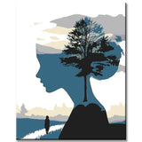 Malen nach Zahlen Landschaft in abstrakten Figuren