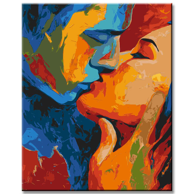 Malen nach Zahlen Regenbogen küssender Liebhaber