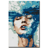 Malen nach Zahlen Freie Kunst - Gesicht mit Wasser