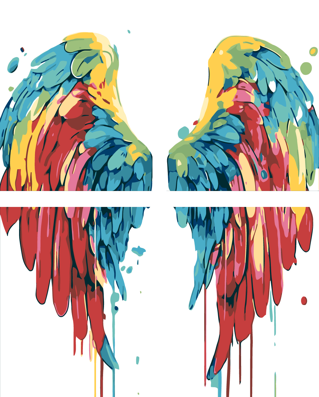 Malen nach Zahlen Regenbogen Engel Flügel 4-teilig