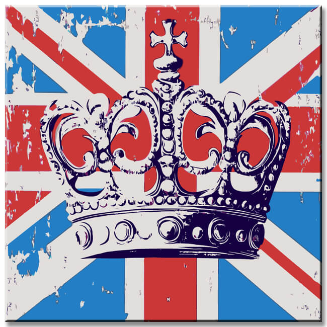 Malen nach Zahlen Königs Krone auf britischer Flagge