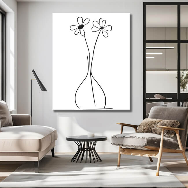 Malen nach Zahlen Kunst Minimalismus Zeichnung Blume in Vase