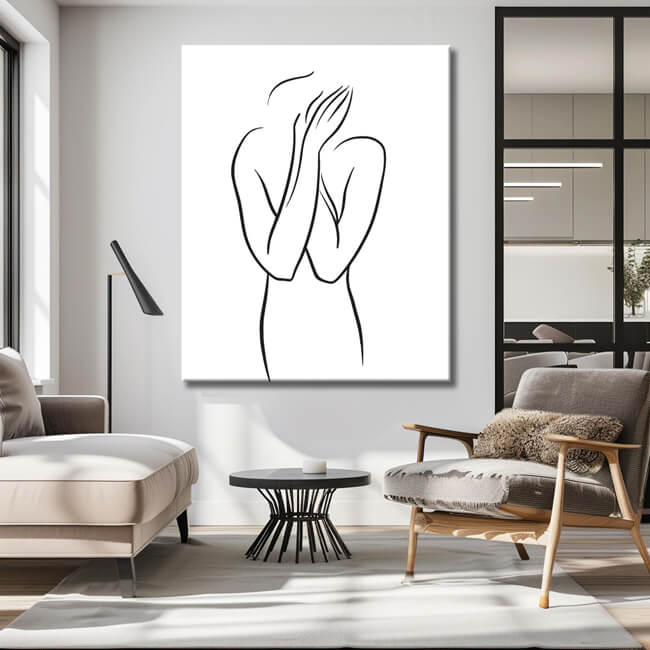 Malen nach Zahlen Kunst Minimalismus  Zeichnung Silhouette Mensch Scham