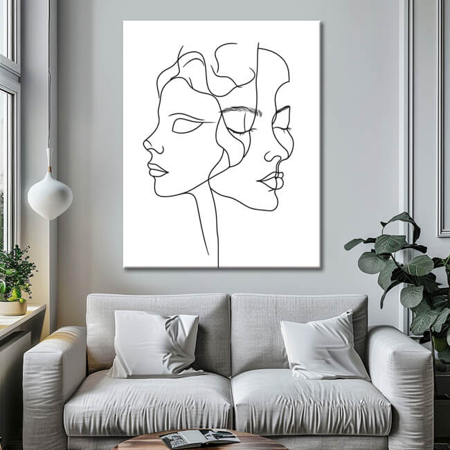 Malen nach Zahlen Kunst Minimalismus Zeichnung Zwei Gesichter II
