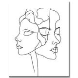 Malen nach Zahlen Kunst Minimalismus Zeichnung Zwei Gesichter II