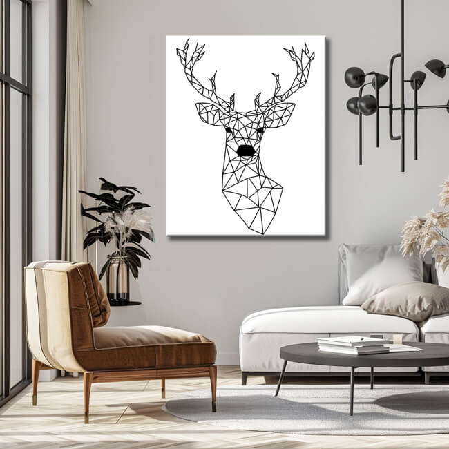 Malen nach Zahlen Kunst Strichzeichung Geometrie Polygon Hirsch