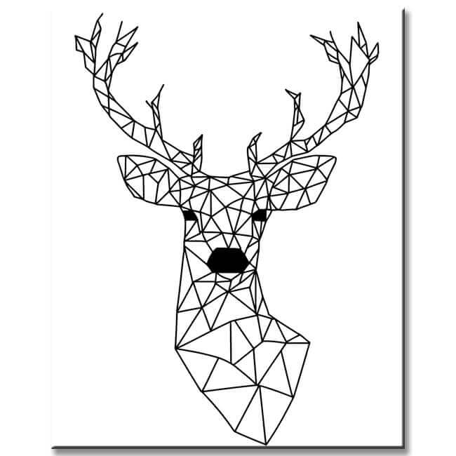 Malen nach Zahlen Kunst Strichzeichung Geometrie Polygon Hirsch