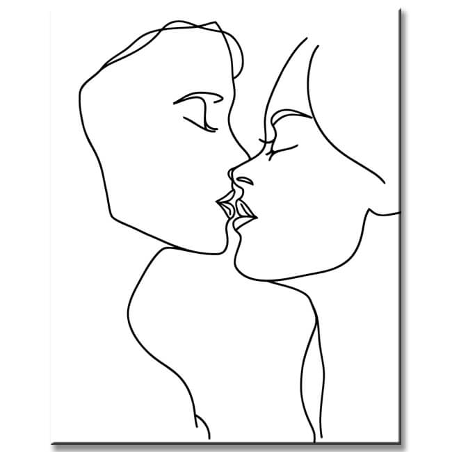 Malen nach Zahlen Strichzeichen Kunst Silhouette Kuß Liebe