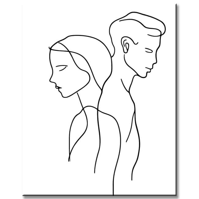 Malen nach Zahlen Strichzeichen Kunst Silhouette Mann und Frau
