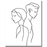 Malen nach Zahlen Strichzeichen Kunst Silhouette Mann und Frau