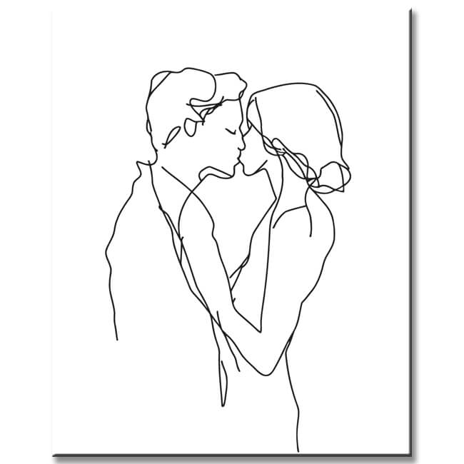 Malen nach Zahlen Strichzeichen Kunst Silhouette Liebe Kuß