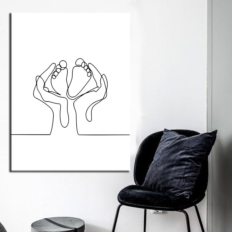 Malen nach Zahlen Strichzeichen Kunst Silhouette Baby Füße