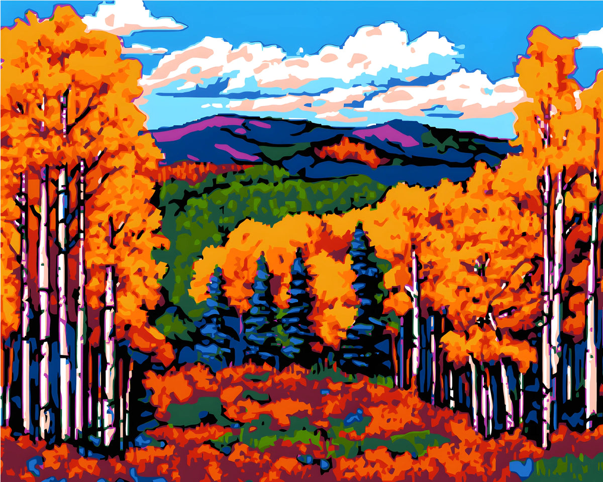 Malen nach Zahlen Herbst Landschaft bunte Bäumen