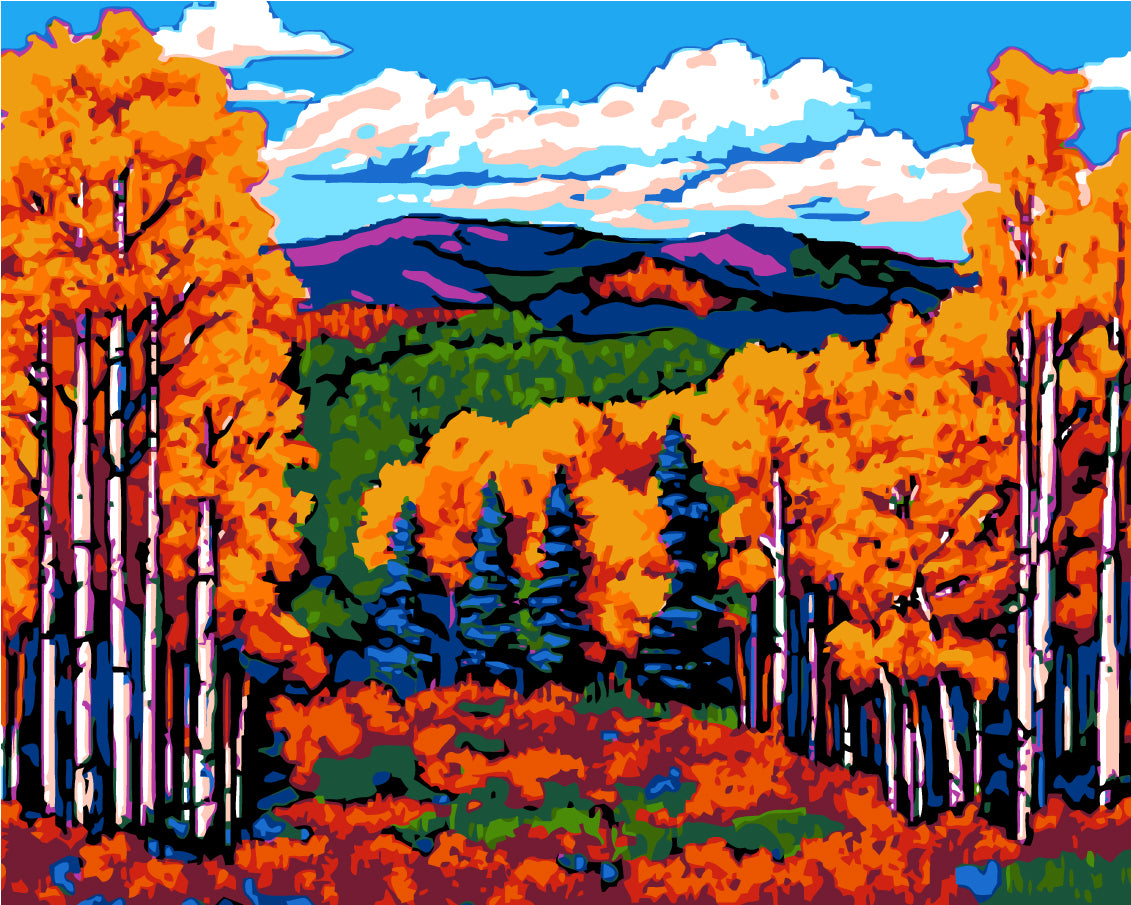 Malen nach Zahlen Herbst Landschaft bunte Bäumen