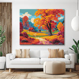 Malen nach Zahlen Herbstbäume und See