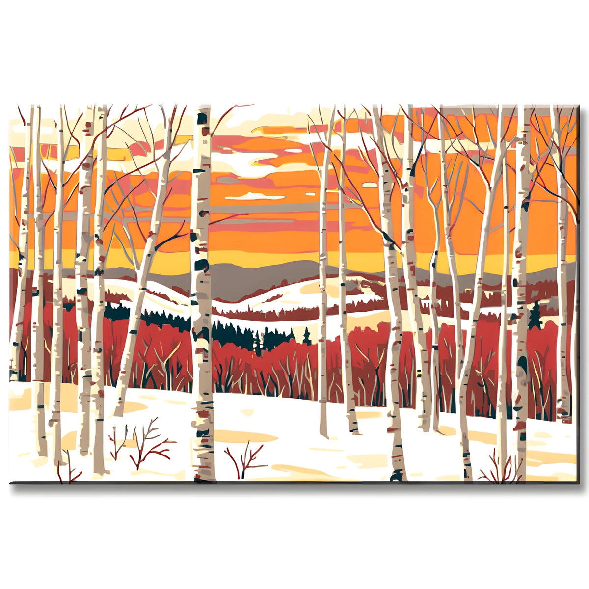 Malen nach Zahlen Kunst Natur kahle Bäume in Winterlandschaft